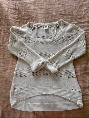 Roxy Cream Open-Knit Scoop Neck Sweater